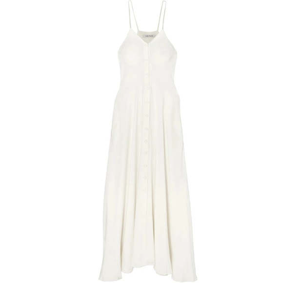 Deitas Designer 100% Silk Maxi Dress | color Ivory - Picture 5 of 9